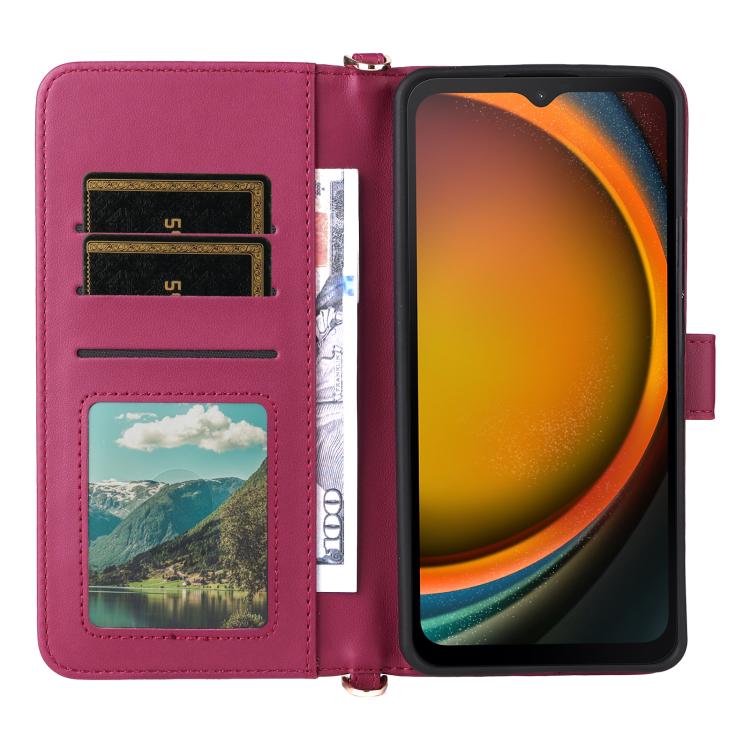For Samsung Galaxy XCover 7 Pro Multifunctional 6-Card Slots Leather Phone Case with Wrist Strap