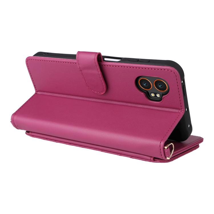 For Samsung Galaxy XCover 7 Pro Multifunctional 6-Card Slots Leather Phone Case with Wrist Strap