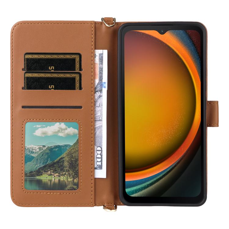 For Samsung Galaxy XCover 7 Pro Multifunctional 6-Card Slots Leather Phone Case with Wrist Strap