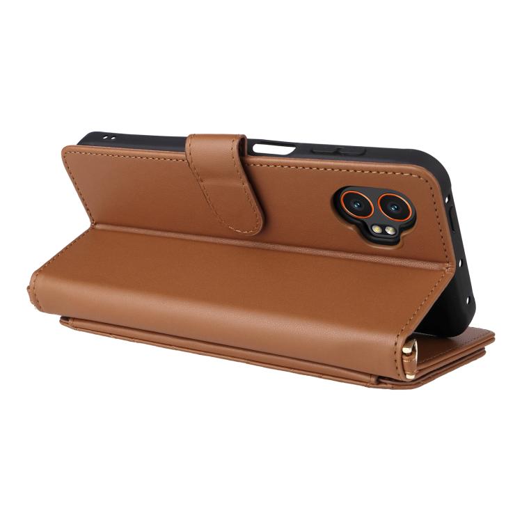 For Samsung Galaxy XCover 7 Pro Multifunctional 6-Card Slots Leather Phone Case with Wrist Strap