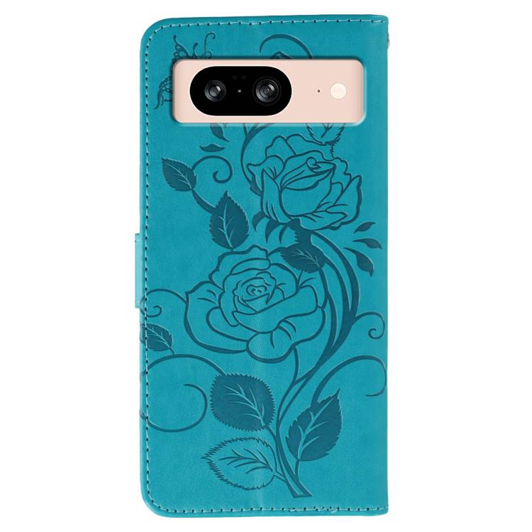 For Google Pixel 8 Rose Butterfly Embossed Leather Phone Case