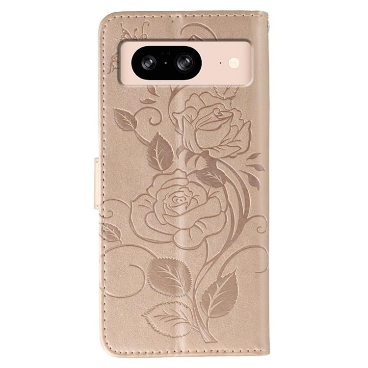 For Google Pixel 8 Rose Butterfly Embossed Leather Phone Case