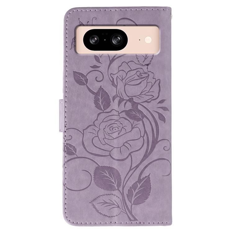 For Google Pixel 8 Rose Butterfly Embossed Leather Phone Case