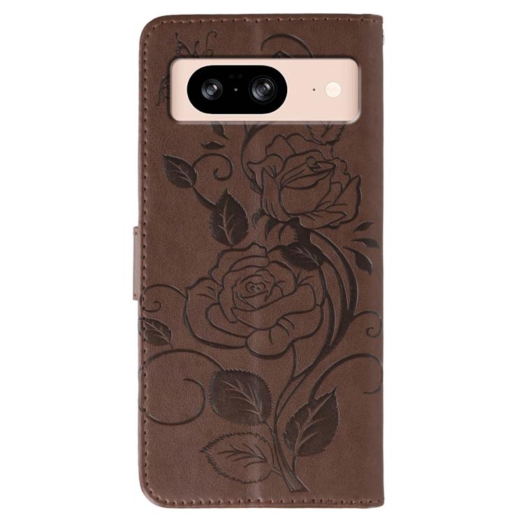 For Google Pixel 8 Rose Butterfly Embossed Leather Phone Case