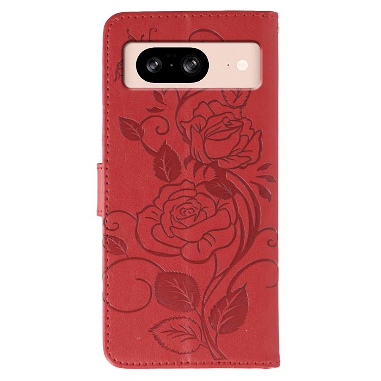 For Google Pixel 8 Rose Butterfly Embossed Leather Phone Case