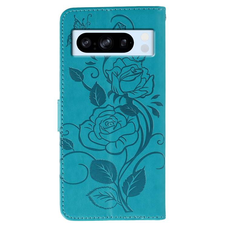 For Google Pixel 8 Pro Rose Butterfly Embossed Leather Phone Case