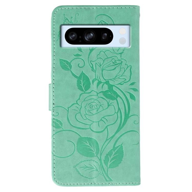 For Google Pixel 8 Pro Rose Butterfly Embossed Leather Phone Case