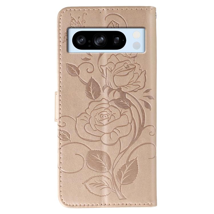 For Google Pixel 8 Pro Rose Butterfly Embossed Leather Phone Case