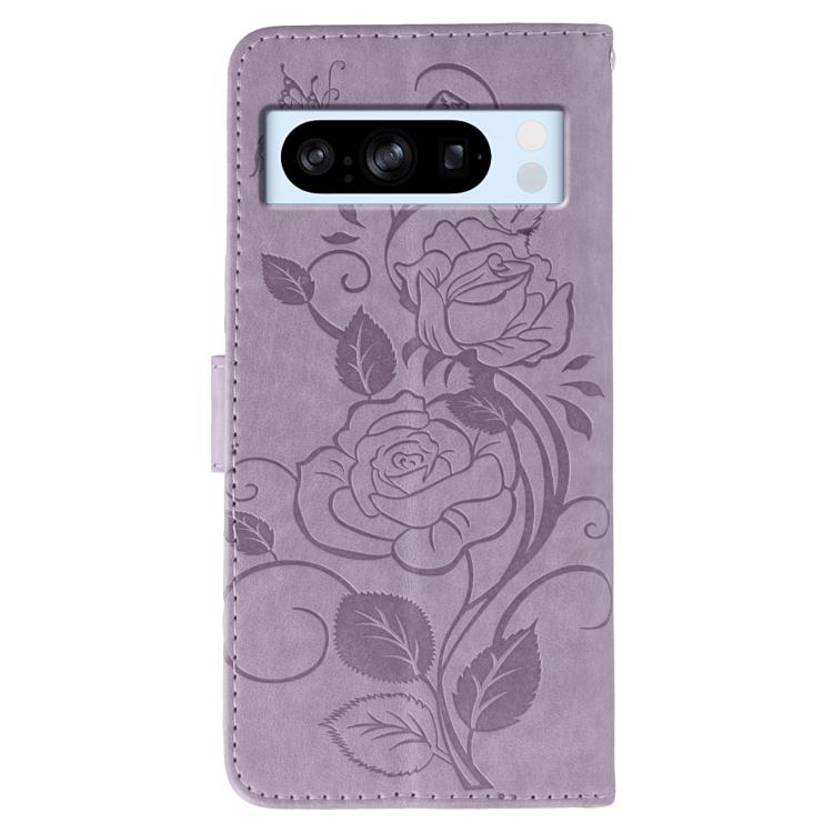 For Google Pixel 8 Pro Rose Butterfly Embossed Leather Phone Case