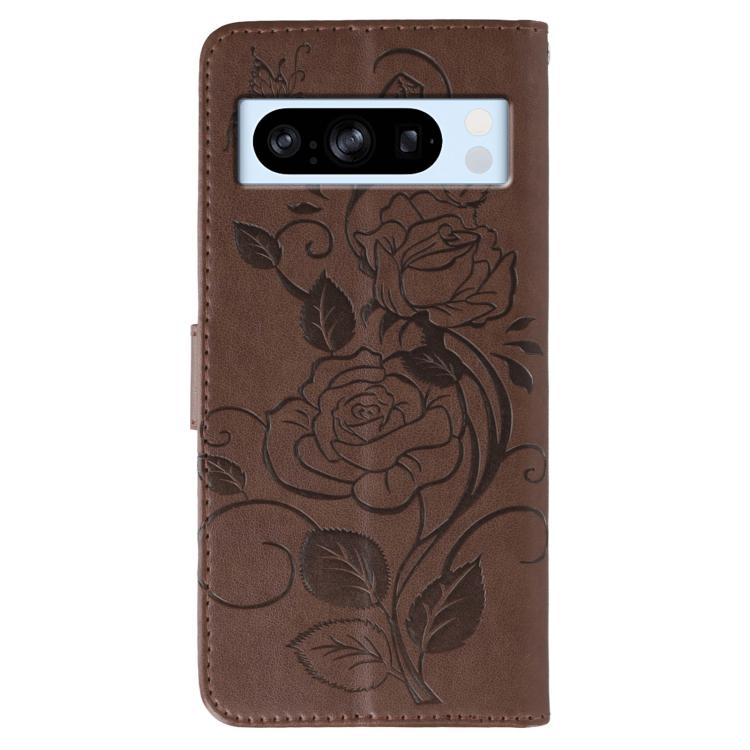 For Google Pixel 8 Pro Rose Butterfly Embossed Leather Phone Case