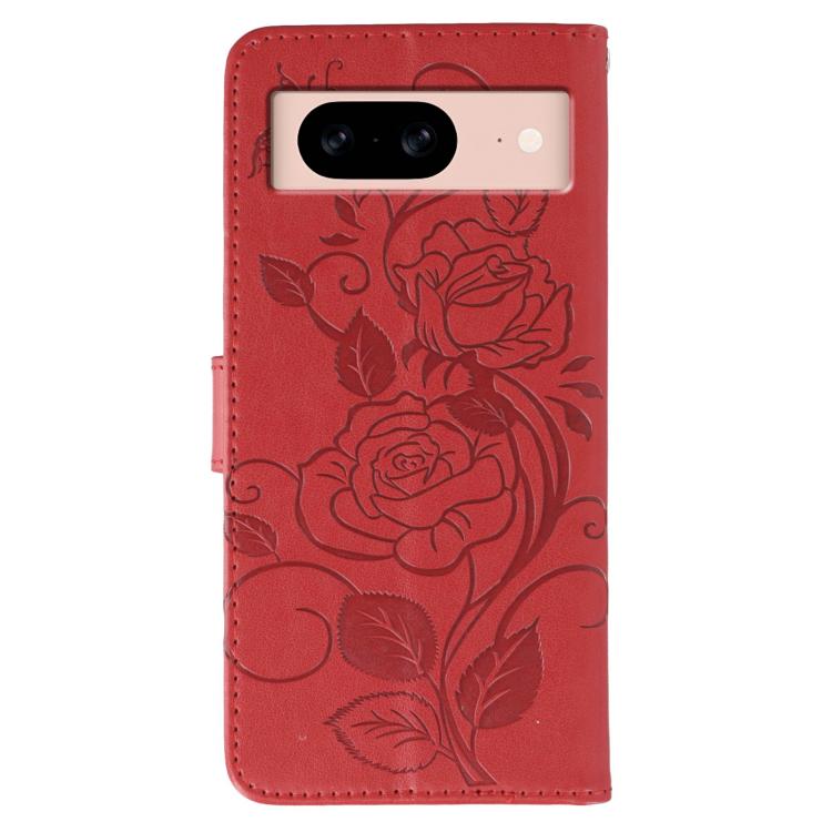 For Google Pixel 8a Rose Butterfly Embossed Leather Phone Case