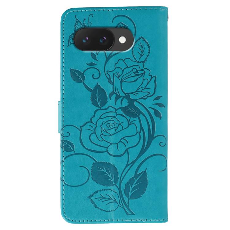 For Google Pixel 9a Rose Butterfly Embossed Leather Phone Case