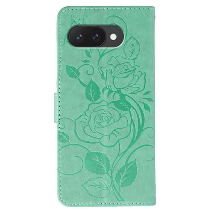 For Google Pixel 9a Rose Butterfly Embossed Leather Phone Case