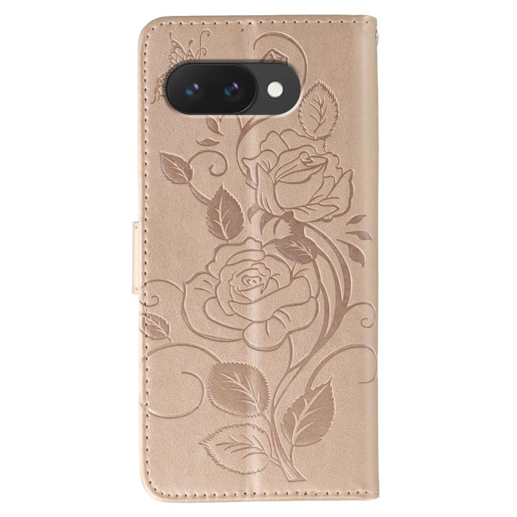 For Google Pixel 9a Rose Butterfly Embossed Leather Phone Case
