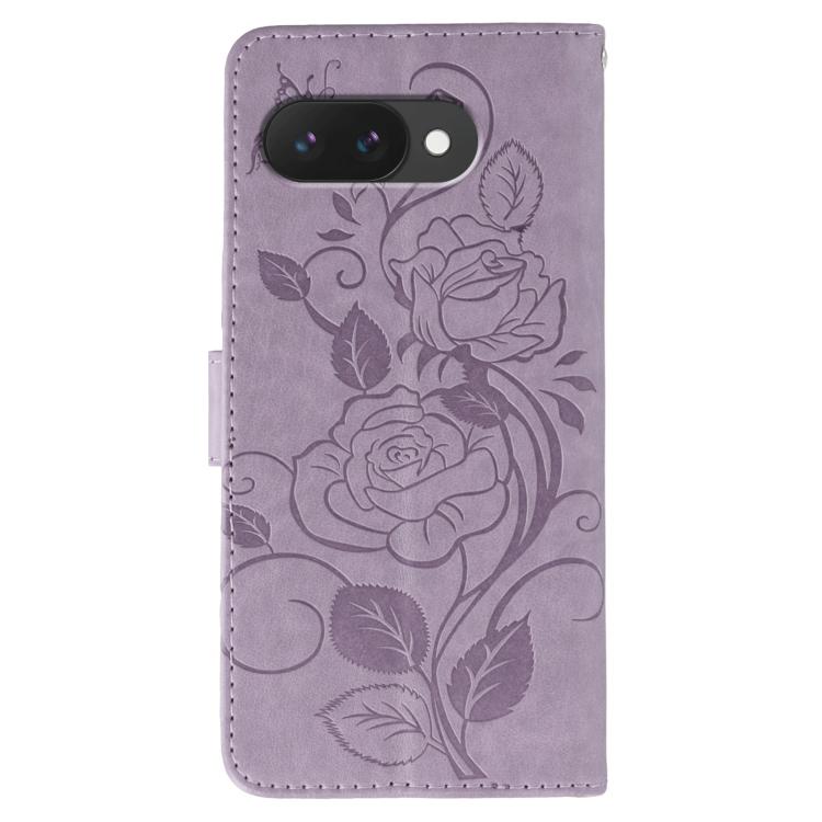 For Google Pixel 9a Rose Butterfly Embossed Leather Phone Case