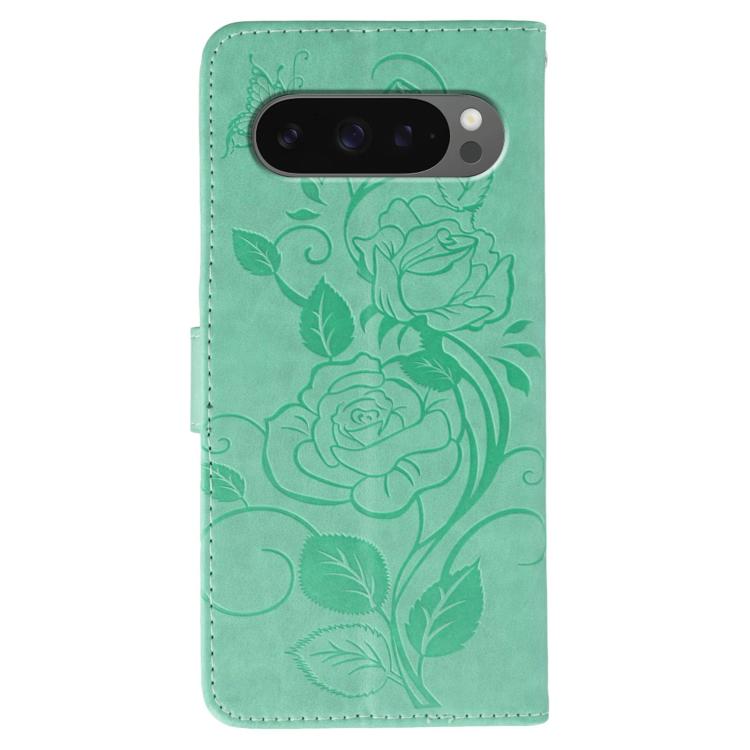 For Google Pixel 10 Pro XL Rose Butterfly Embossed Leather Phone Case