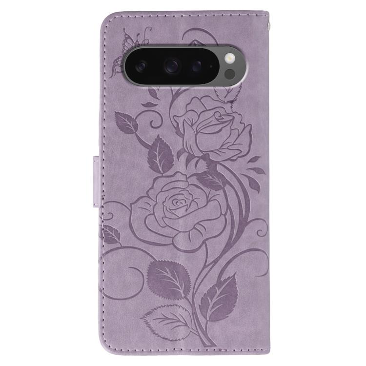For Google Pixel 10 Pro XL Rose Butterfly Embossed Leather Phone Case