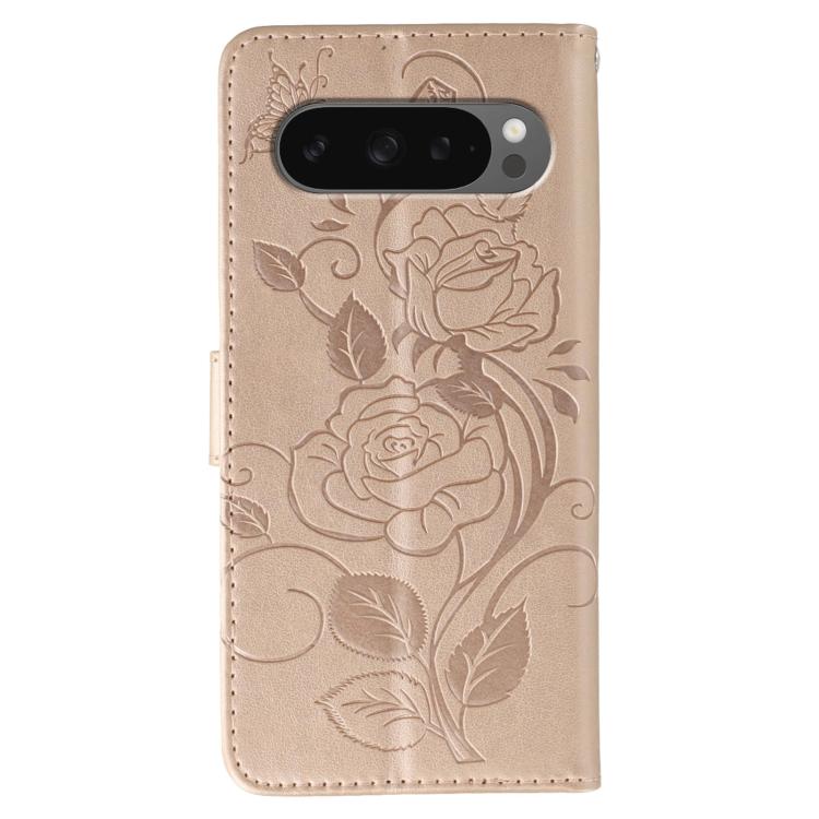 For Google Pixel 10 Pro XL Rose Butterfly Embossed Leather Phone Case