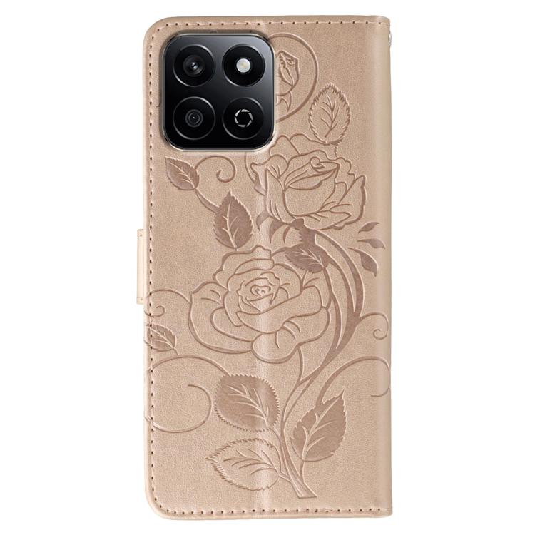 For Honor X7c / Play 60 Plus Rose Butterfly Embossed Leather Phone Case