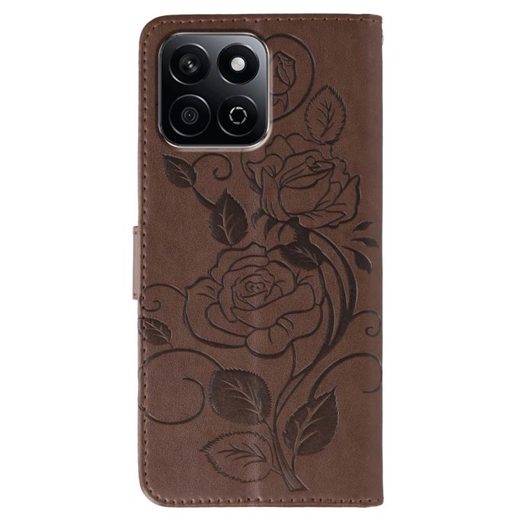 For Honor X7c / Play 60 Plus Rose Butterfly Embossed Leather Phone Case