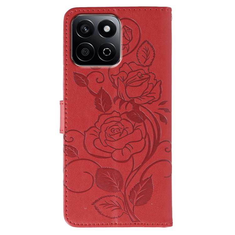 For Honor X7c / Play 60 Plus Rose Butterfly Embossed Leather Phone Case