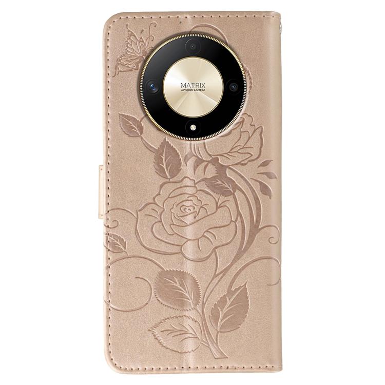 For Honor Magic6 Lite / X50 / X9b Rose Butterfly Embossed Leather Phone Case