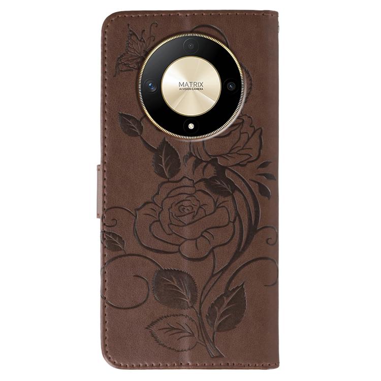 For Honor Magic6 Lite / X50 / X9b Rose Butterfly Embossed Leather Phone Case