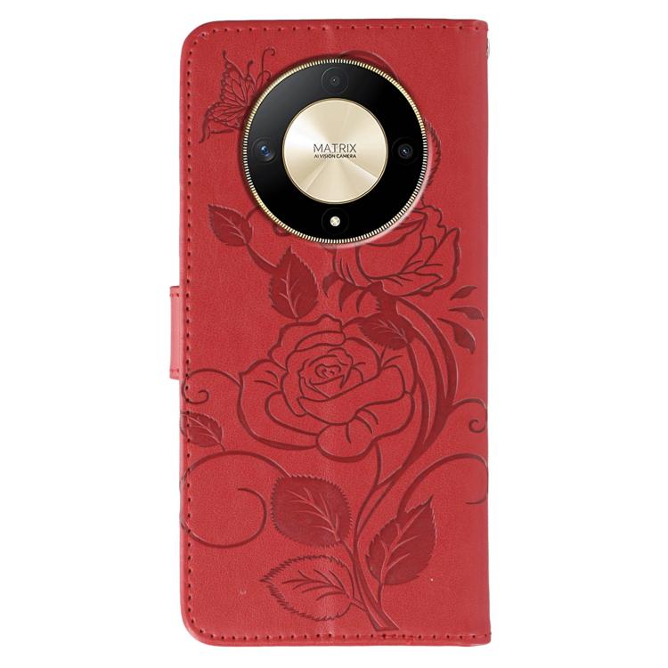 For Honor Magic6 Lite / X50 / X9b Rose Butterfly Embossed Leather Phone Case