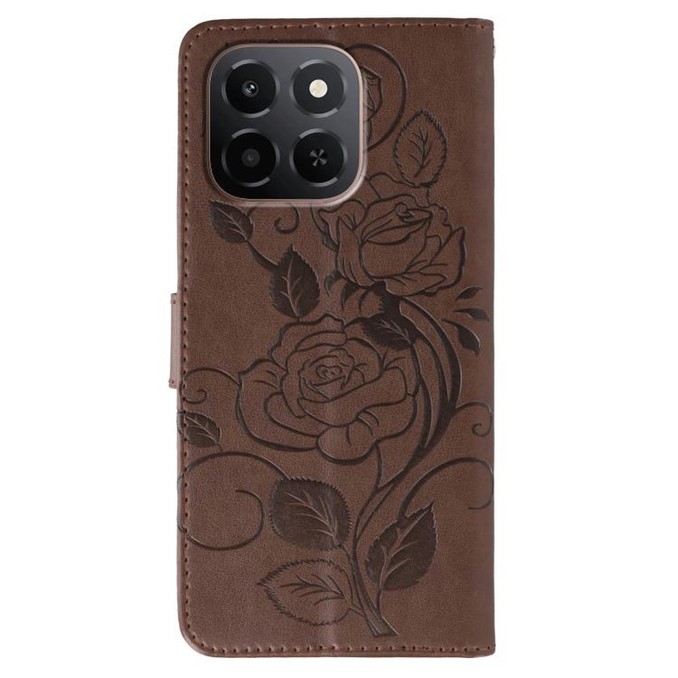 For Honor X6c 4G Rose Butterfly Embossed Leather Phone Case
