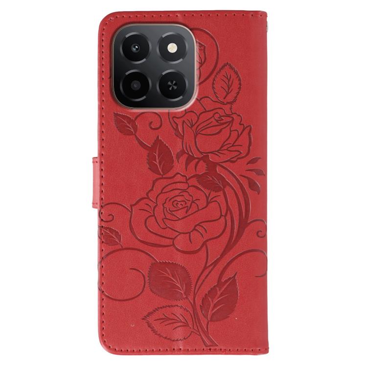 For Honor X6c 4G Rose Butterfly Embossed Leather Phone Case