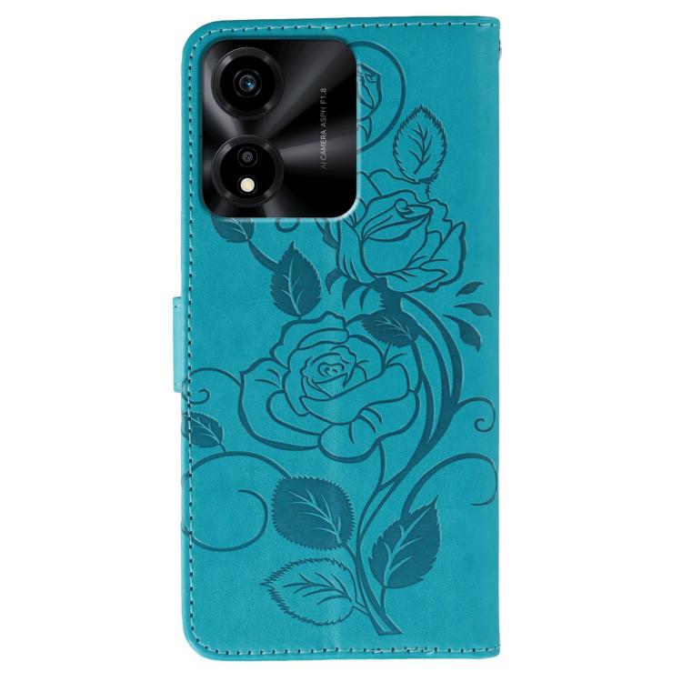 For Honor X5c Plus Rose Butterfly Embossed Leather Phone Case
