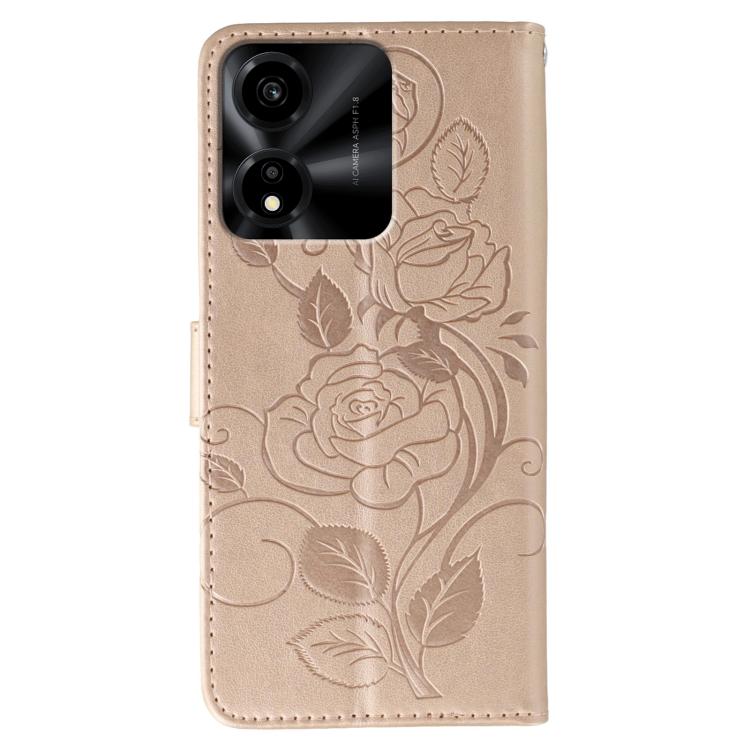 For Honor X5c Plus Rose Butterfly Embossed Leather Phone Case