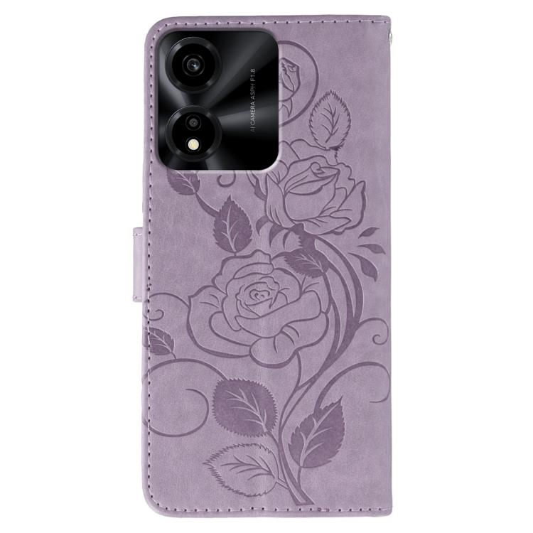 For Honor X5c Plus Rose Butterfly Embossed Leather Phone Case