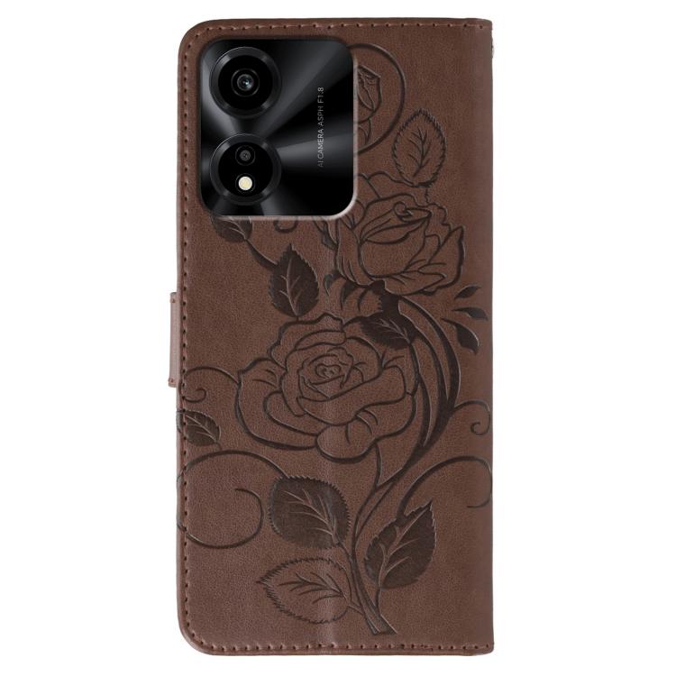 For Honor X5c Plus Rose Butterfly Embossed Leather Phone Case