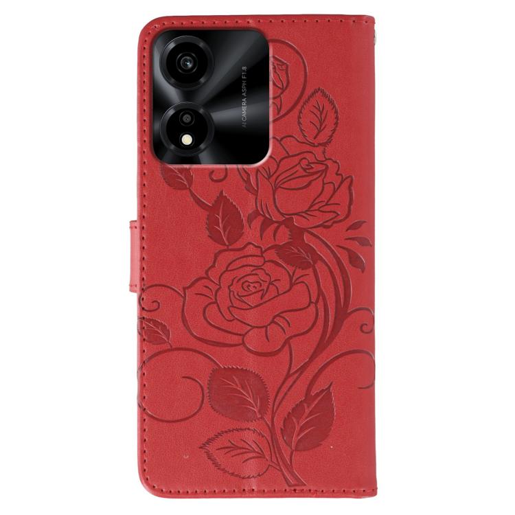 For Honor X5c Plus Rose Butterfly Embossed Leather Phone Case