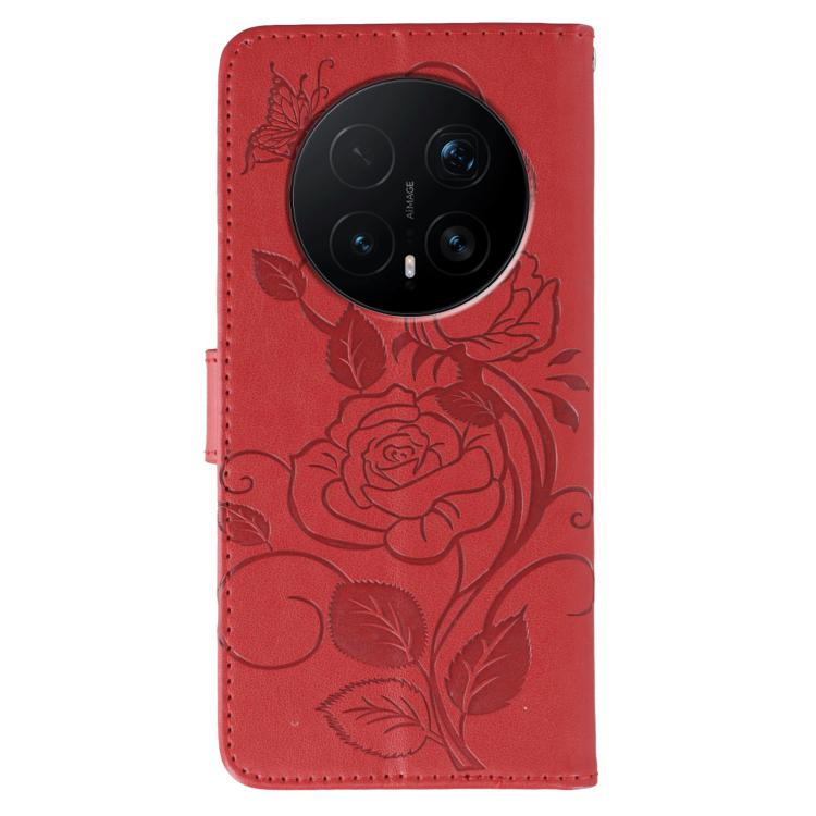 For Honor Magic8 Pro Rose Butterfly Embossed Leather Phone Case