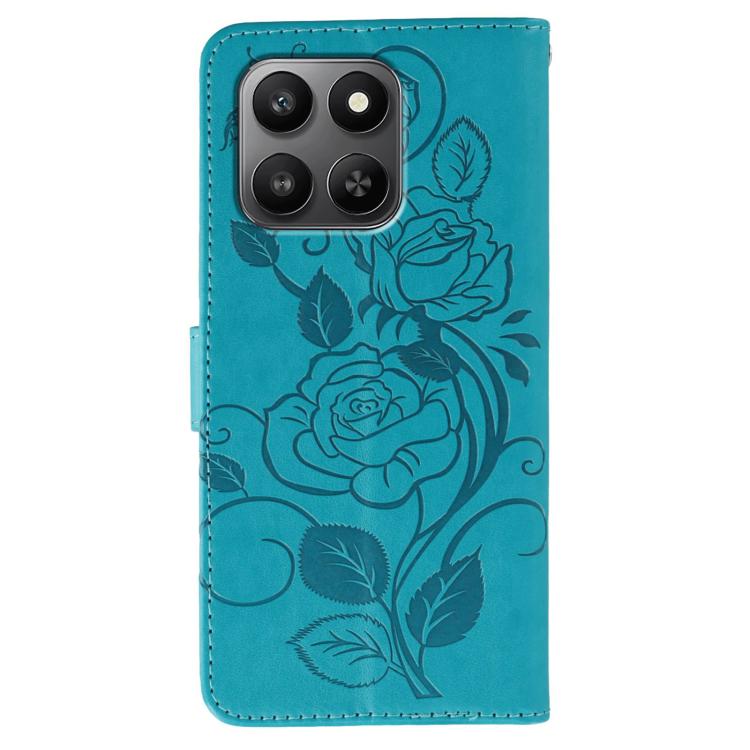 For Honor X7d 5G Rose Butterfly Embossed Leather Phone Case
