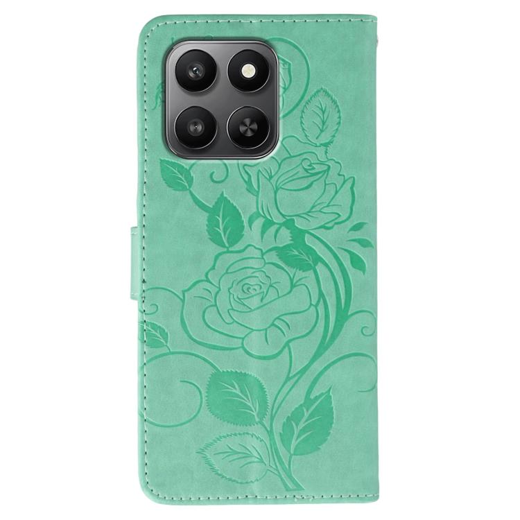 For Honor X7d 5G Rose Butterfly Embossed Leather Phone Case