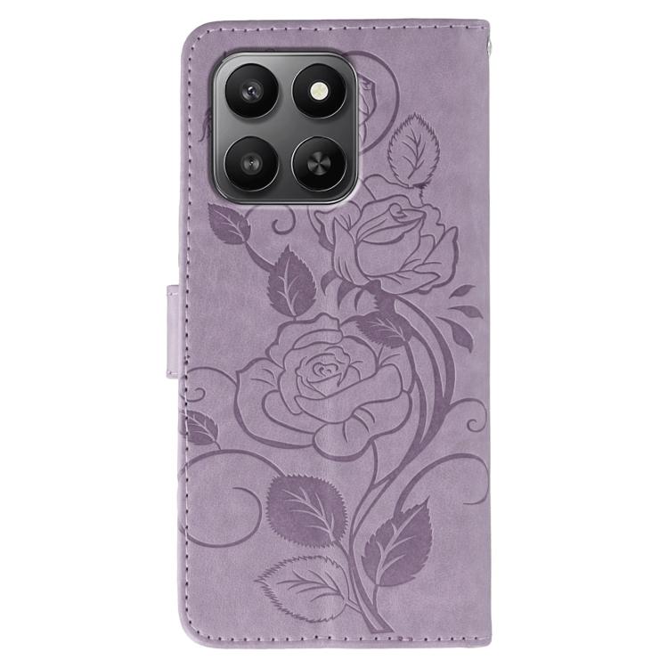 For Honor X7d 5G Rose Butterfly Embossed Leather Phone Case