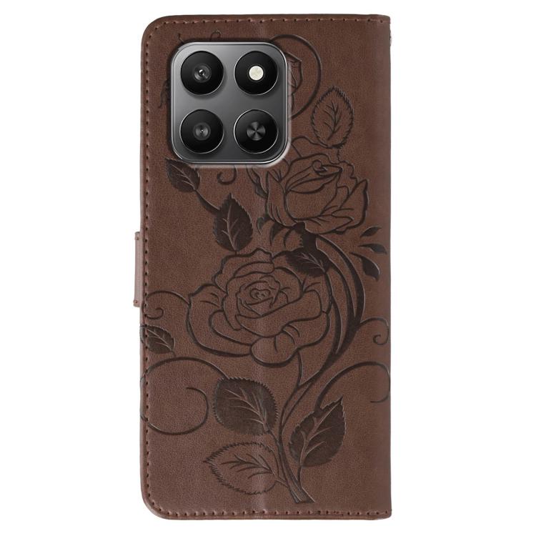 For Honor X7d 5G Rose Butterfly Embossed Leather Phone Case