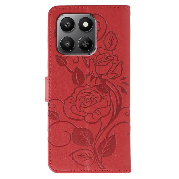 For Honor X7d 5G Rose Butterfly Embossed Leather Phone Case