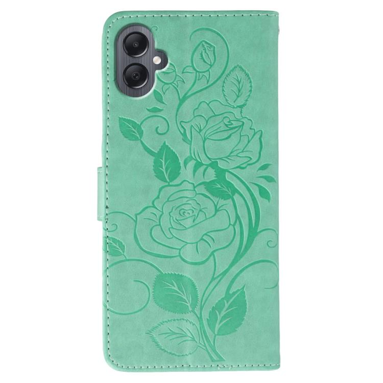 For Samsung Galaxy A05 Rose Butterfly Embossed Leather Phone Case