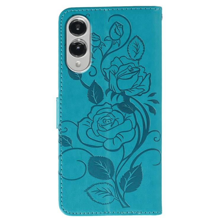 For Samsung Galaxy S25 Edge 5G Rose Butterfly Embossed Leather Phone Case