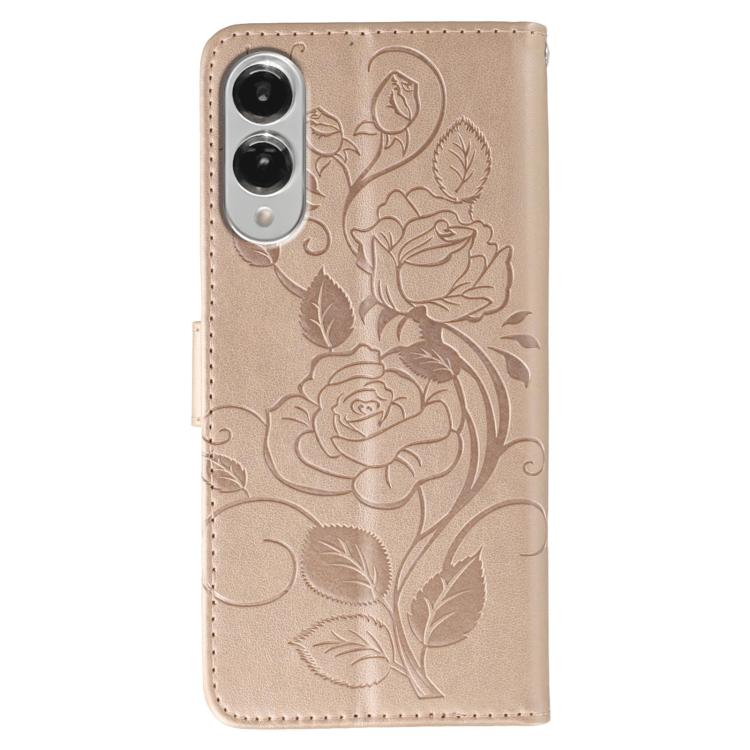 For Samsung Galaxy S25 Edge 5G Rose Butterfly Embossed Leather Phone Case