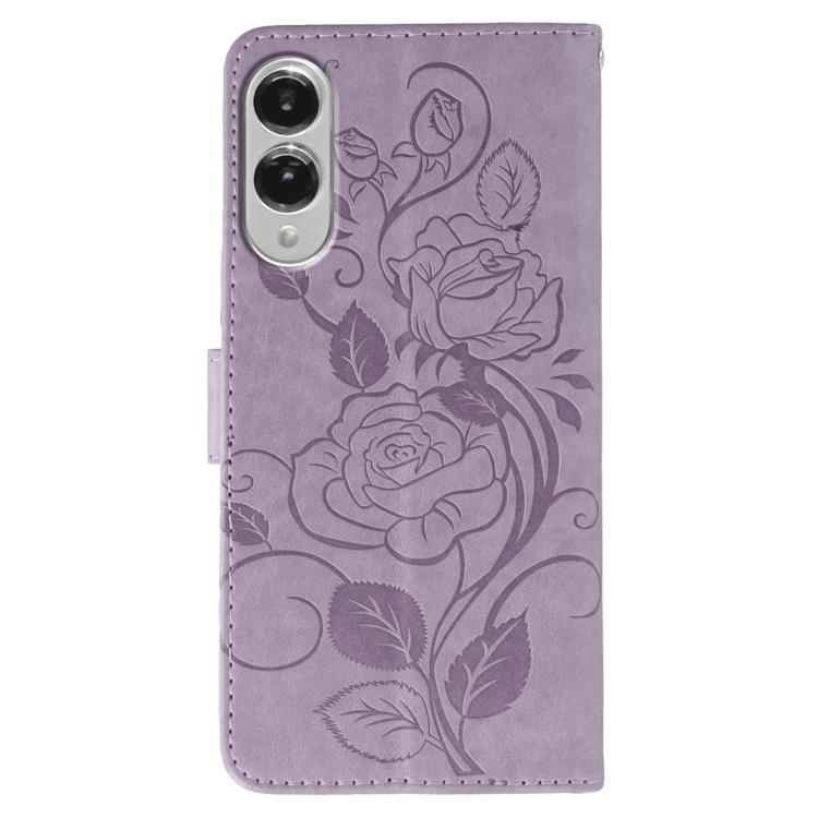 For Samsung Galaxy S25 Edge 5G Rose Butterfly Embossed Leather Phone Case
