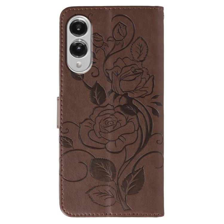 For Samsung Galaxy S25 Edge 5G Rose Butterfly Embossed Leather Phone Case