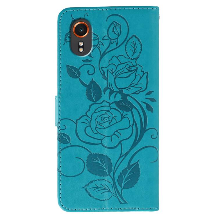For Samsung Galaxy XCover7 Rose Butterfly Embossed Leather Phone Case