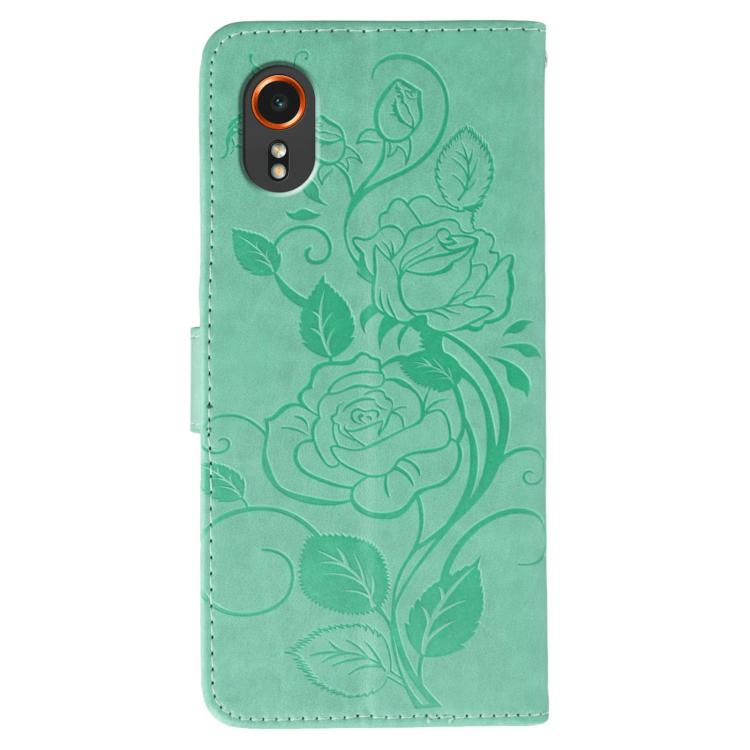 For Samsung Galaxy XCover7 Rose Butterfly Embossed Leather Phone Case