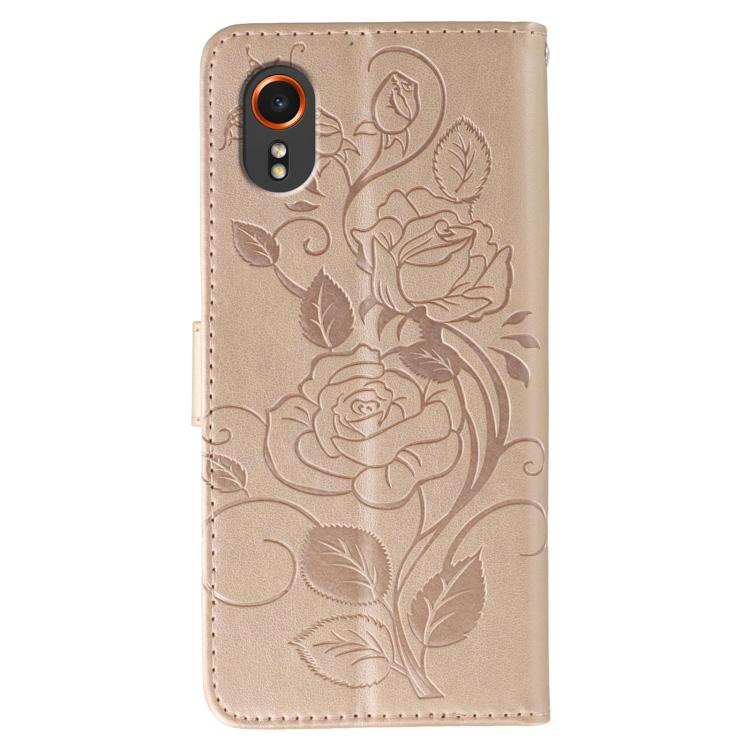 For Samsung Galaxy XCover7 Rose Butterfly Embossed Leather Phone Case