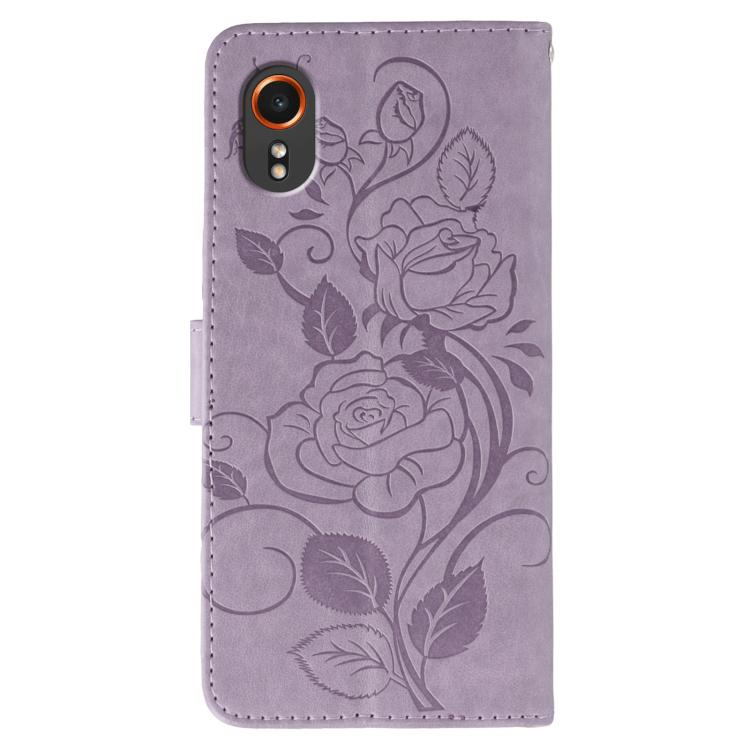 For Samsung Galaxy XCover7 Rose Butterfly Embossed Leather Phone Case